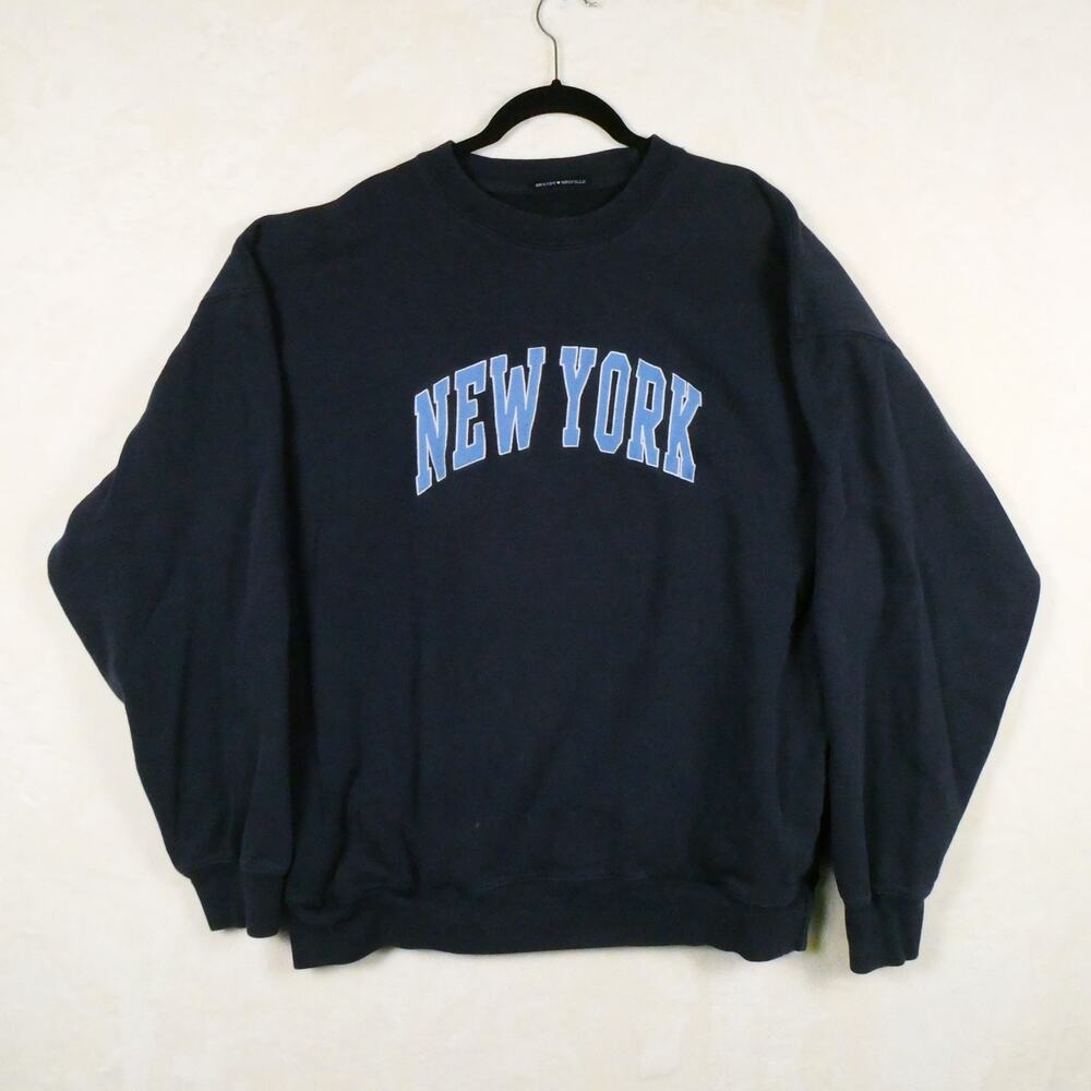 Brandy Melville Erica New York Sweatshirt - Size 2XL Navy Blue Preppy Collegiate
